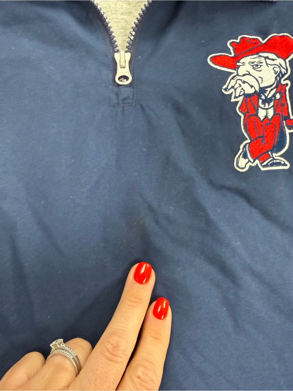 VTG 90s Ole Miss Rebels Colonel Reb Windbreaker Pullover Jacket Navy 58 Sports - Picture 6 of 11